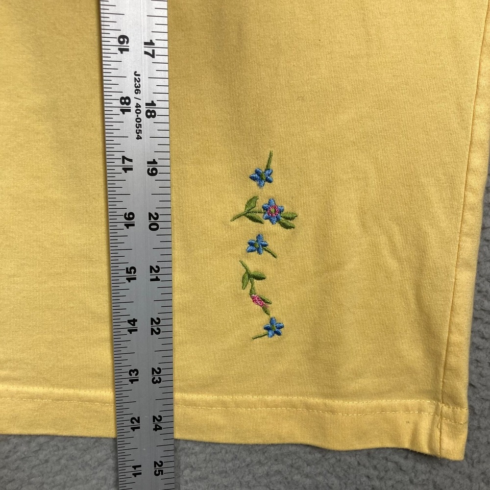 VTG Bobbie Brooks T Shirt Women's Medium Yellow Embroidered Top Grandma Core - Picture 6 of 16
